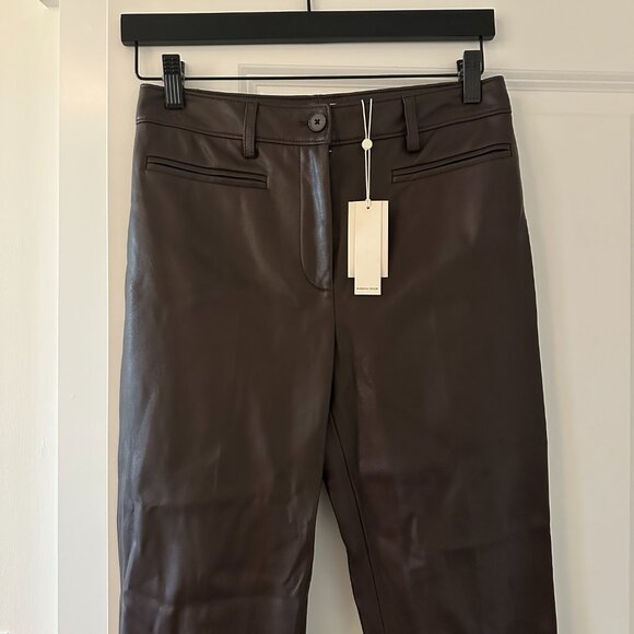 NWT Rebecca Taylor Vegan Leather Trouser in Deep Port - Picture 8 of 11